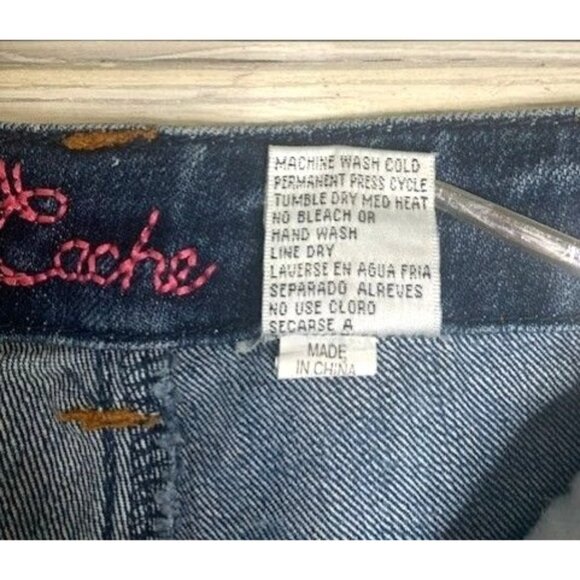 Cache Women's Bootcut Jeans Size 8 Blue Denim with Embroidered Floral Detail - Picture 4 of 8